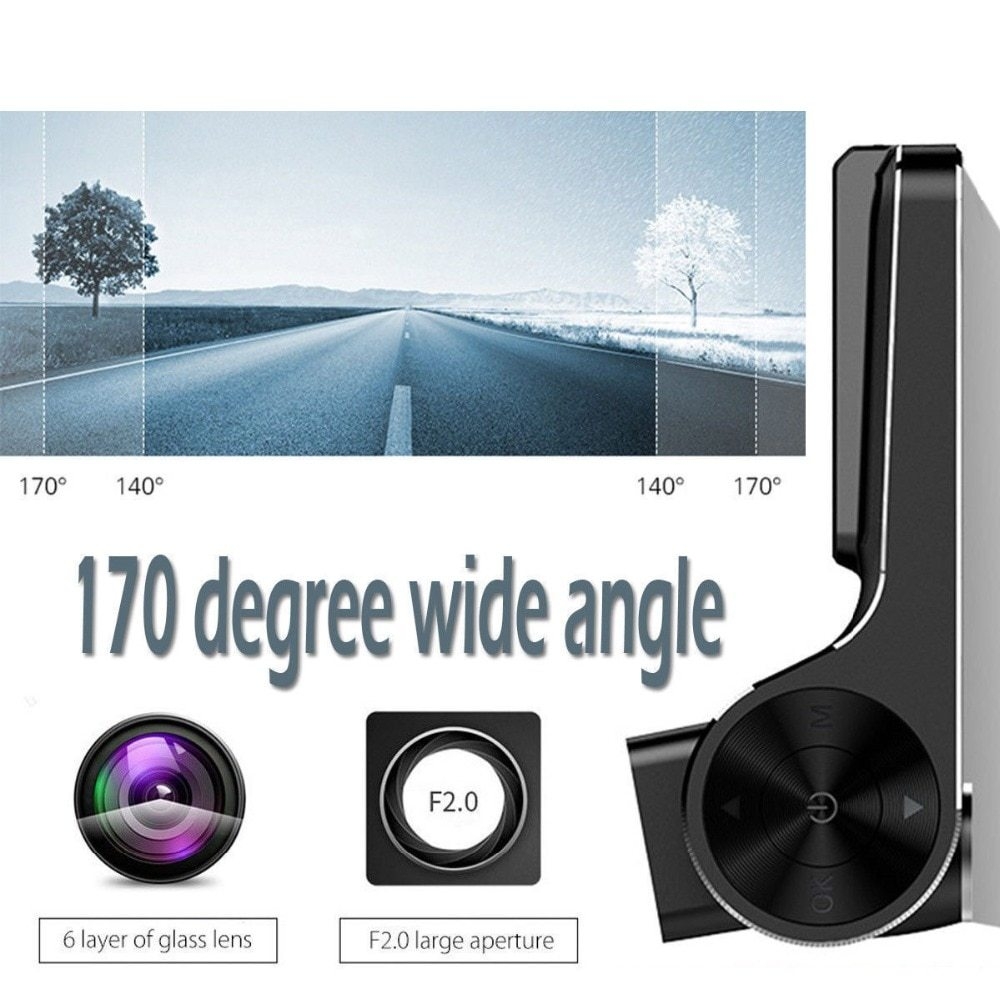 4 1080P HD 170 Angle 3 Lens Car DVR Dash Cam G-sensor Recorder and Rearview Camera Three Way Camera Tri-lens Night vision Camco (11)