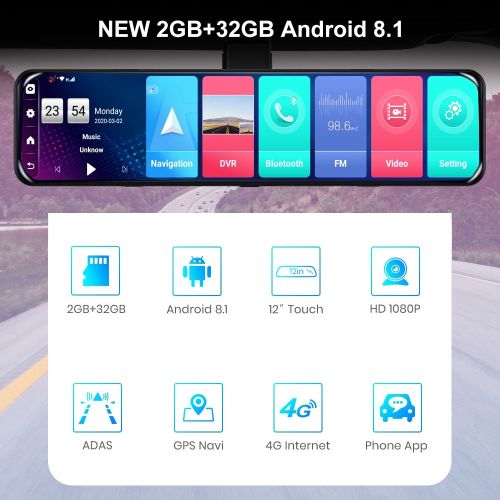 Smart Camera 12 pouces Tactile Android + GPS + Wifi + SIM 4G + Bluetooth + ADAS
 Fiche Technique et Prix au Maroc