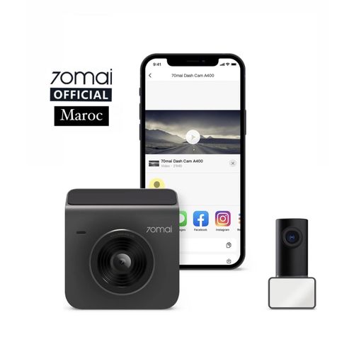 70mai Dash Cam A400 avec caméra arrière RC09
 Fiche Technique et Prix au Maroc