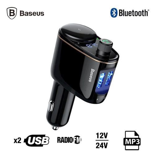 Baseus Kit Transmetteur Bluetooth Allume Cigare Multifonction DC12-24V Radio FM, 2 Ports USB
 Fiche Technique et Prix au Maroc