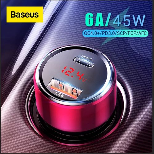 Baseus chargeur de voiture 6a 45W USB + Type C, double Port, Charge rapide,  QC 4 PD 3
 Fiche Technique et Prix au Maroc