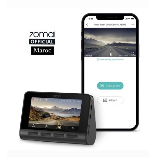 70mai Caméra avant de tableau de bord A800S, résolution 4K, GPS ADAS
 Fiche Technique et Prix au Maroc