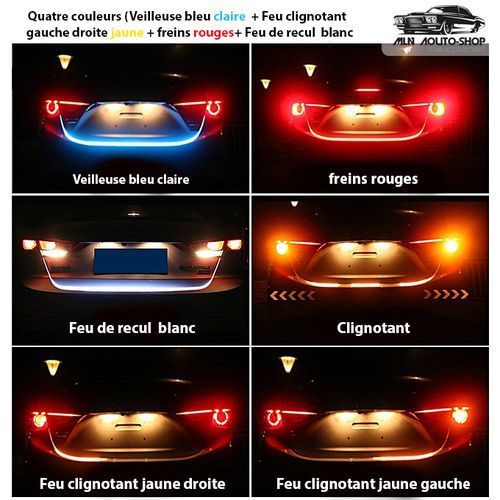 Bande d'éclairage de voiture LED arrière du coffre, feu arrière dynamique
 Fiche Technique et Prix au Maroc