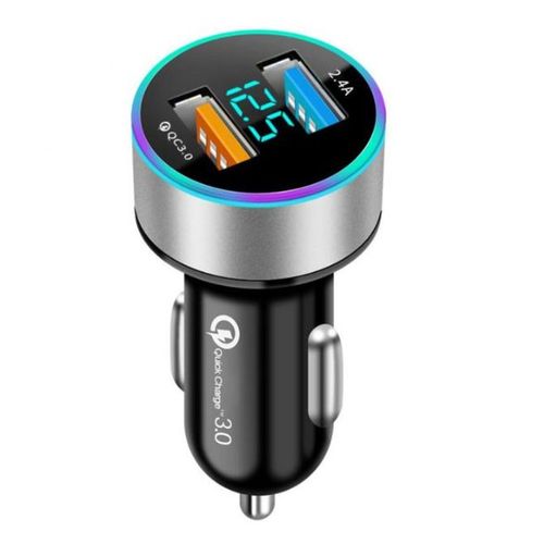 Chargeur de voiture double USB 3.0 rapide, avec écran LCD 12-24V, QC - SILVER
 Fiche Technique et Prix au Maroc