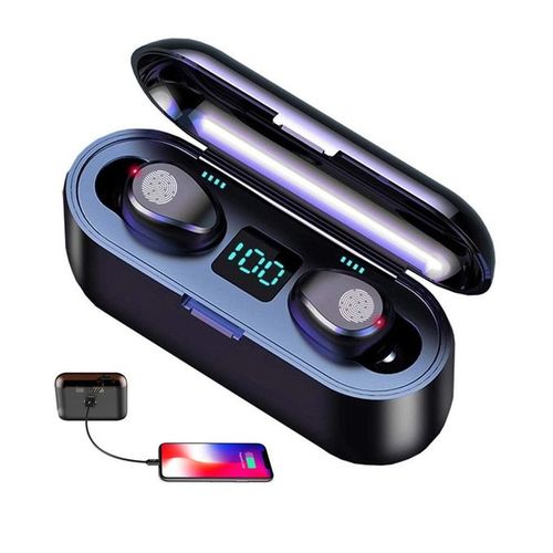 TWS F9-5 Écouteur Bluetooth LED 5.1 Casque Stéréo Tactile Sans Fil + Batterie Externe 2200mAH
 Fiche Technique et Prix au Maroc