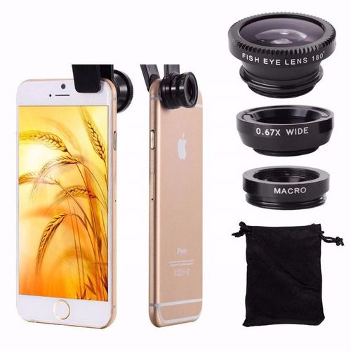 3 Lentiles de smartphone camera pour les effets de photographe ( Grand Angle, Macro, Fisheye )
 Fiche Technique et Prix au Maroc