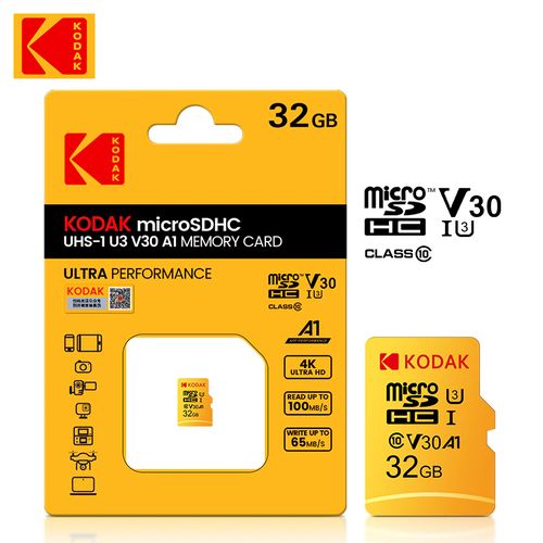 Kodak Carte mémoire 32 GB 4K Ultra HD Haute Vitesse Class 10 / U3 / V30 / A1
 Fiche Technique et Prix au Maroc