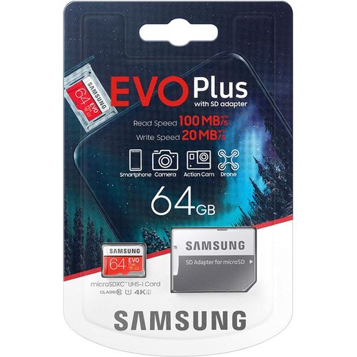 Samsung Memory Card Micro SD - Carte Mémoire Micro SDXC - Classe 10 - 64 GB
 Fiche Technique et Prix au Maroc