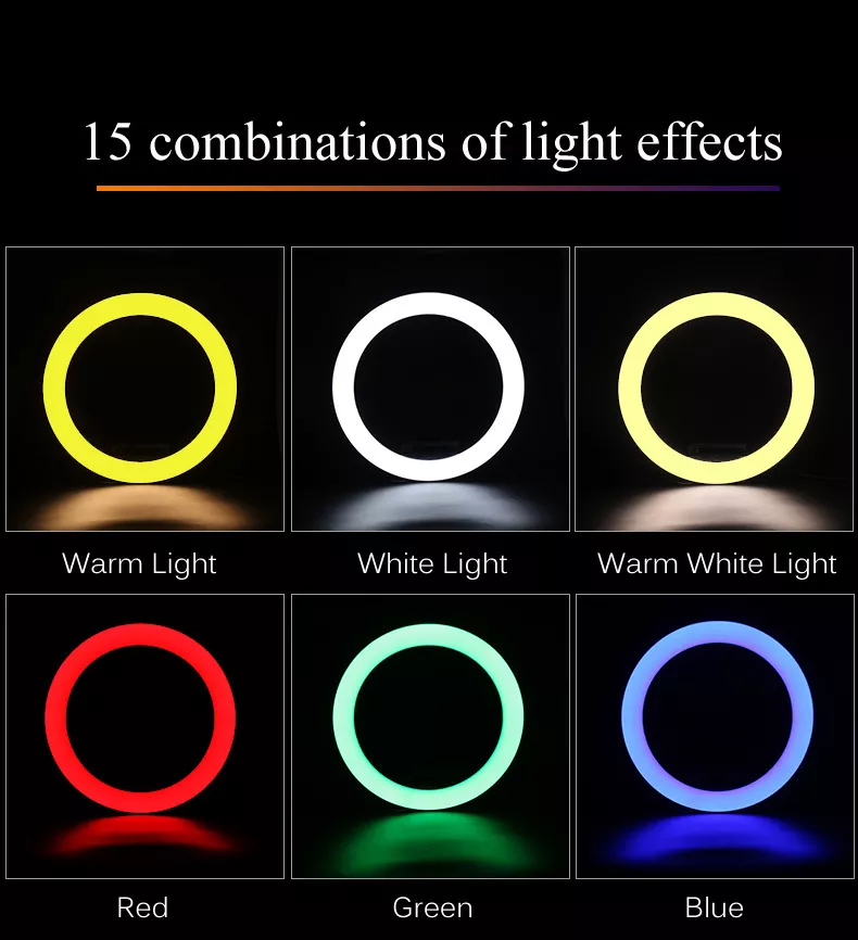 CPYP outube Video Photographic mj26 10 inch RGB Selfie Led Ring Light hoops With Tripod Stand