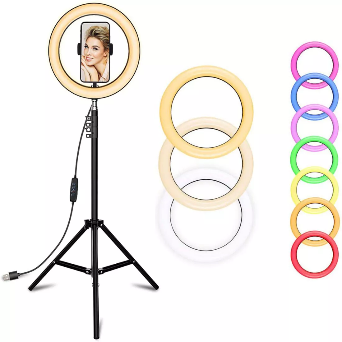 CPYP outube Video Photographic mj26 10 inch RGB Selfie Led Ring Light hoops With Tripod Stand