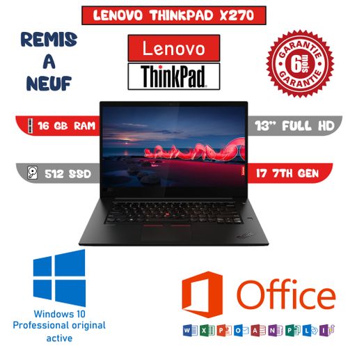 Lenovo ThinkPad X270-Intel Core i7-7eme-RAM 16Gb DDR4/ SSD 512Gb-REMIS A NEUF
 Fiche Technique et Prix au Maroc