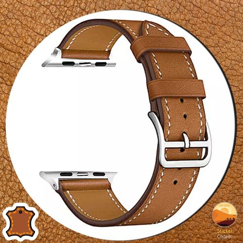 Bracelet Remplacement cuir pour Apple Watch 42/44/45 MM Serie 8 7 6 5 4 3 2 SE marron+ Sticker cadeau
 Fiche Technique et Prix au Maroc