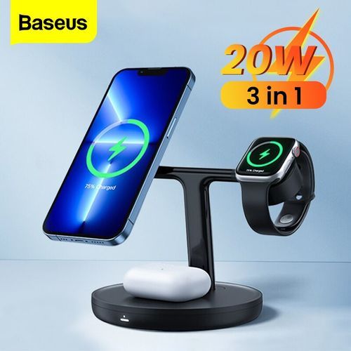 Baseus Swan Chargeur sans fil magnétique 3 en 1, Support de téléphone Airpods et iWatch
 Fiche Technique et Prix au Maroc