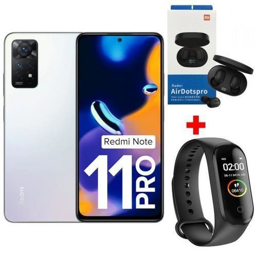 XIAOMI Redmi Note 11 Pro - FHD+ 6,67’’ - (6Go, 128Go) -108MP- Blanc - Band + Écouteur
 Fiche Technique et Prix au Maroc