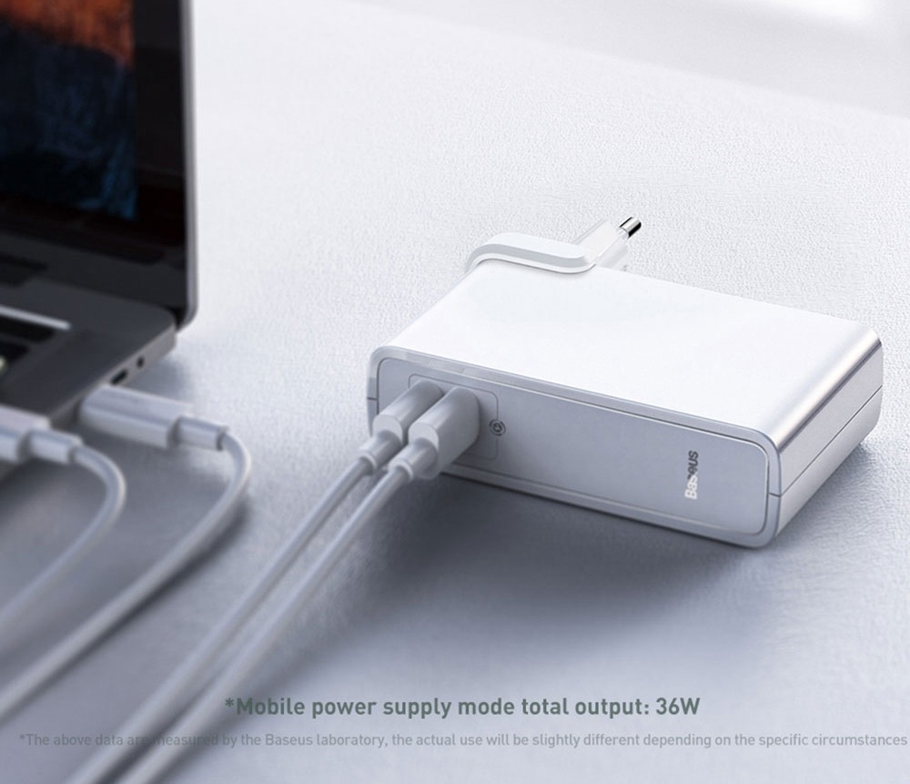 Baseus GaN 2 En 1 Chargeur Mural USB-C 45W PD Charge Rapide + Banque d'Alimentation 10000mAh Batterie PD3.0 QC3.0 Alimentation Charge Rapide Alimentation Pour iPhone 11 SE 2020 Pour iPad Pro 2020 Xiaomi 10 Huawei P40 Pro Port Eu - Noir