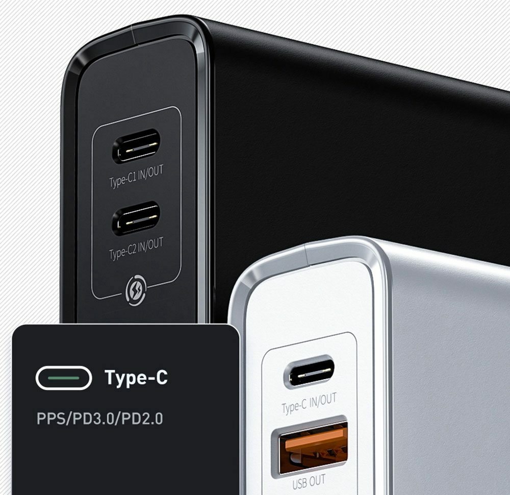 Baseus GaN 2 En 1 Chargeur Mural USB-C 45W PD Charge Rapide + Banque d'Alimentation 10000mAh Batterie PD3.0 QC3.0 Alimentation Charge Rapide Alimentation Pour iPhone 11 SE 2020 Pour iPad Pro 2020 Xiaomi 10 Huawei P40 Pro Port Eu - Noir