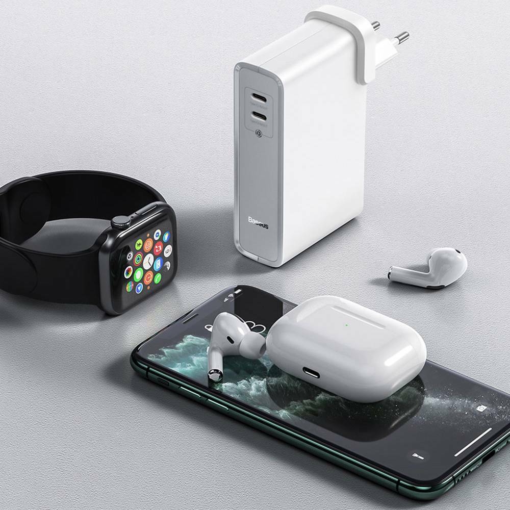 Baseus GaN 2 En 1 Chargeur Mural USB-C 45W PD Charge Rapide + Banque d'Alimentation 10000mAh Batterie PD3.0 QC3.0 Alimentation Charge Rapide Alimentation Pour iPhone 11 SE 2020 Pour iPad Pro 2020 Xiaomi 10 Huawei P40 Pro Port Eu - Noir