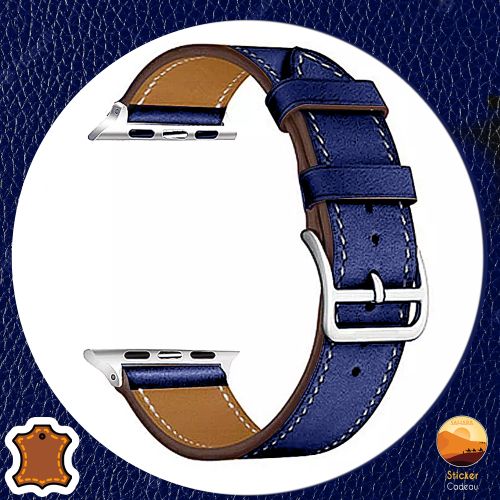 Bracelet Remplacement cuir pour Apple Watch 42/44/45 MM Serie 8 7 6 5 4 3 2 SE DK Bleu + Sticker cadeau
 Fiche Technique et Prix au Maroc