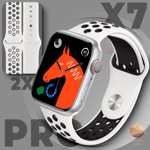 Montre intelligente Connectée 2 bracelets Smartwatch Bluetooth sans fils wht charge sticker
 Fiche Technique et Prix au Maroc