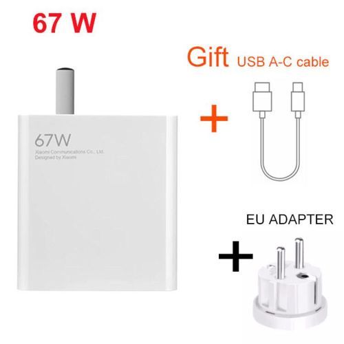 XIAOMI Chargeur 67W Haute Qualité - Cable type-c + Adapter EU
 Fiche Technique et Prix au Maroc