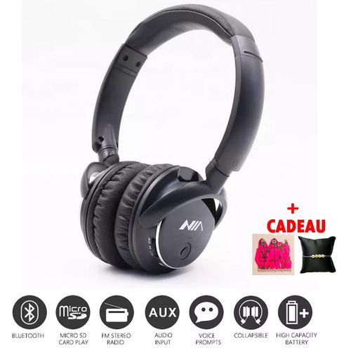 Nia Q1 Casque Sans Fil Pure Bass Longue étonomie + Sticker + Bracelet Hope
 Fiche Technique et Prix au Maroc