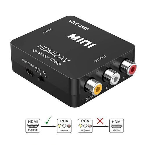 Mini HDMI to AV 1080P  Audio Video CVBS HD TV VCR VHS DVD Adapter Converter
 Fiche Technique et Prix au Maroc