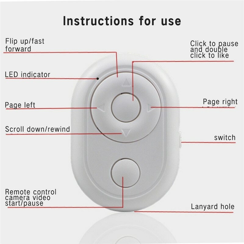 Portable Remote Control Shutter Self-timer Button Convenient Bluetooth Selfie Shutter for Phone Ring Light Tripod Taking Photoes (15)