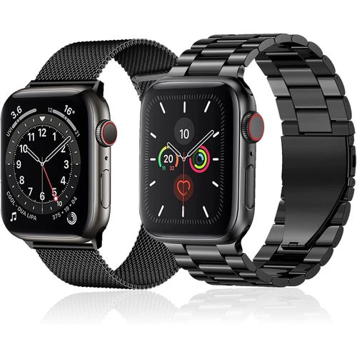 2 Bracelet pour apple watch,iWatch,Noir,Acier inoxydable,Remplacement de LUXE - 42,44,45mm
 Fiche Technique et Prix au Maroc
