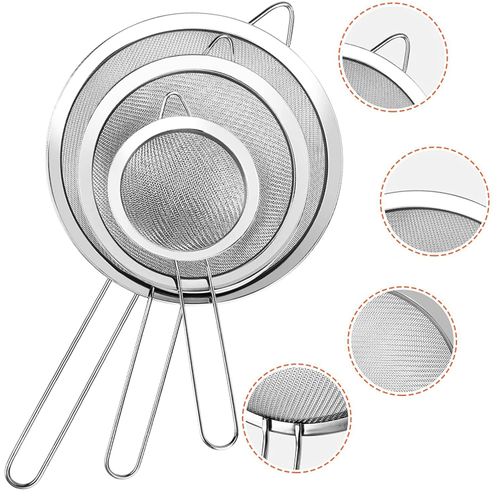 3 Tamis à Mailles Fines en Acier Inoxydable // Passoires Mailles avec poignée
 Fiche Technique et Prix au Maroc