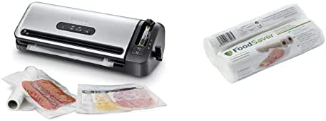 FoodSaver Machine Sous Vide avec compartiment de rangement pour rouleau et cutter, fonction marinade & Rouleaux de Mise sous Vide, pour Machine sous Vide Foodsaver, Pack de 2 (20cm x 6.7m Chaque) Fiche Technique et Prix au Maroc