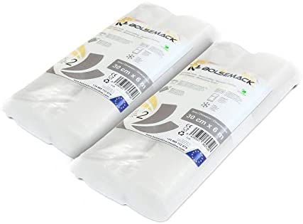 Rouleaux sacs sous vide gaufrés 30 cm X 6 mètres (4 unités) à usage alimentaire pour tout type d'appareil de mise sous vide Fiche Technique et Prix au Maroc