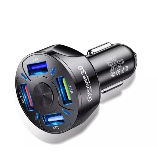 4 USB Car Charger Digital Display Black With Voltage Monitoring Fast And Stable
 Fiche Technique et Prix au Maroc