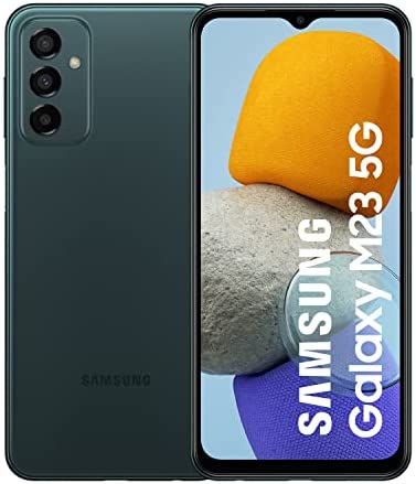 Samsung Galaxy M23 5G, Smartphone Android sans contrat, écran TFT Infinity-V de 6,6 Pouces, Batterie de 5 000 mAh, 4 Go de RAM 128 Go de mémoire, Double SIM, Vert foncé Fiche Technique et Prix au Maroc