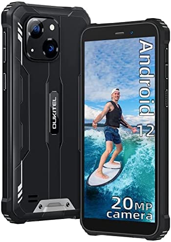 OUKITEL WP20 Téléphone Incassable Android 12 Téléphone Portable Incassable(Écran 5.93''HD+, 6300mAh, Caméra 20MP, 4GO+32GO/SD-1TO) Smartphone Débloqué, Dual SIM 4G+5G Wi-FI/Face ID/GPS Noir Fiche Technique et Prix au Maroc