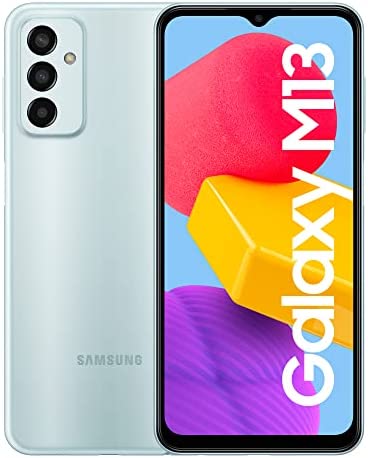 Samsung Galaxy M13, Téléphone Portable Android sans Carte SIM, Smartphone, 4 Go de RAM, 64 Go de Stockage, Bleu Clair - Version FR Fiche Technique et Prix au Maroc