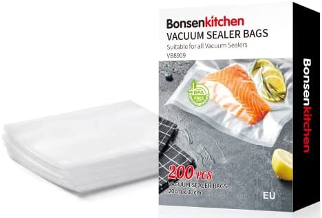 Bonsenkitchen Sacs Sous Vide Alimentaire 20x30 cm 200 Sachets pour Machine Sous Vide - Sacs à Faire le Vide d'air Gaufrés pour la Conservation des Aliments et la Cuisson & Boilable - VB8909 Fiche Technique et Prix au Maroc