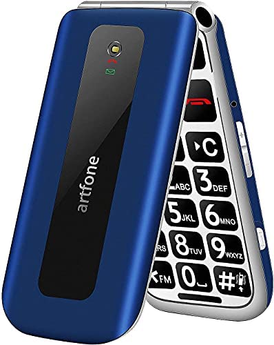 artfone Téléphone Portable Senior Débloqué, 2G GSM Clapet avec Grandes Touches, Big Volume Bouton SOS, Écran de 2,4 Pouces, Radio FM, Haut-Parleur de Boîte, Torche, Batterie 1000mAh, Bleu Fiche Technique et Prix au Maroc