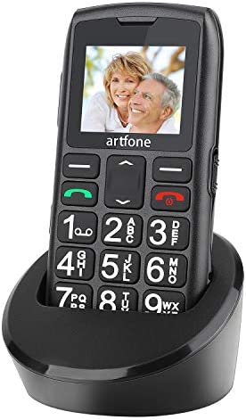 artfone GSM téléphone Senior Portable Débloqué avec Grandes Touches, Bouton SOS, 1400mAh Batterie, Lampe Torche et Station de Charge, Noir Fiche Technique et Prix au Maroc