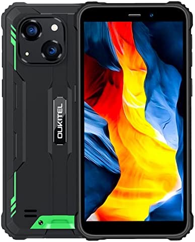 OUKITEL Android 12 WP20 Pro Téléphone Incassable, 20MP Double Caméra IP68 Étanche Antichoc Smartphone, Octa Core 4Go 64Go, Batterie 6300mAh, 5.93'' HD+, Dual SIM, Déverrouillage du Visage, NFC Vert Fiche Technique et Prix au Maroc