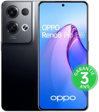 OPPO Reno 8 Pro - Smartphone 5 G - 8 Go RAM + 256 Go - Triple Capteur Photo 64 MP, Frontal 32 MP - Écran AMOLED 120 Hz 6,7” - Batterie 4500 mAh + Charge Rapide 80W - Noir Glacé [version FR] Fiche Technique et Prix au Maroc