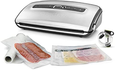 FoodSaver Machine Sous Vide avec compartiment de rangement pour rouleau et cutter, inclus sacs de mise sous vide assortis et adaptateur intégré [FFS016X] Fiche Technique et Prix au Maroc