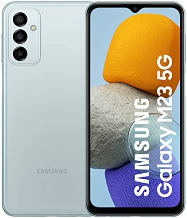 Samsung Galaxy M23 5G, Smartphone Android sans contrat, écran TFT Infinity-V de 6,6 Pouces, Batterie de 5 000 mAh, 4 Go de RAM 128 Go de mémoire, Double SIM, Bleu Clair Fiche Technique et Prix au Maroc