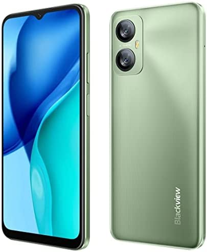 Blackview A52 Android 12 Téléphone Portable Déverrouillé, Ecran HD+ 6,5'', Octa Core 2 Go+32 Go (512 Go SD Externe), 13MP+5MP, Dual SIM 4G Smartphone, 5180mAh Batterie, Empreinte Digitale GPS Vert Fiche Technique et Prix au Maroc