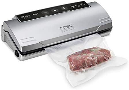 Caso VC 10 Machine à emballer sous-vide (1340)/30 cm de long soudure/naturel Rangement sans conservateurs/avec 10 sacs de professionnel gratuit Sans accessoires supplémentaires argent Fiche Technique et Prix au Maroc
