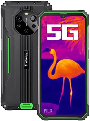 Blackview 5G Objectif Thermique Smartphone Incassable BL8800 Pro, 50MP Caméra Quadruple, Dimensity 700 8Go+128Go, 6.58'' FHD+, 8380mAh 33W Charge Rapide, IP68 Robuste Téléphone Débloqué GPS NFC Vert Fiche Technique et Prix au Maroc