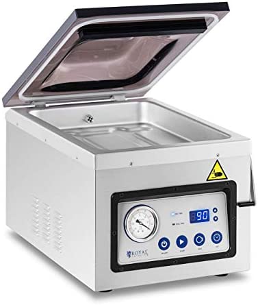 Royal Catering Machine De Mise Sous Vide Alimentaire Appareil Pro À Emballer Emballage Scelleuse À Cloche De Table RCVG-47 (1 000 W, Sacs 26 cm, Chambre 40 x 28 x 5 cm, Inox, Panneau tactile) Fiche Technique et Prix au Maroc