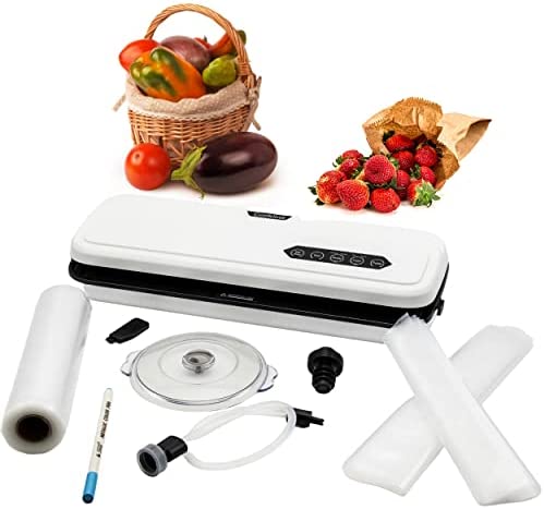 Machine de mise sous vide alimentaire | appareil Multifonctions | Kit complet | Emballage, conservation en sachets | Stockage Frigo/congélateur | Accessoires Couvercle, Rouleau, Bouchon, Sacs, Inclus. Fiche Technique et Prix au Maroc