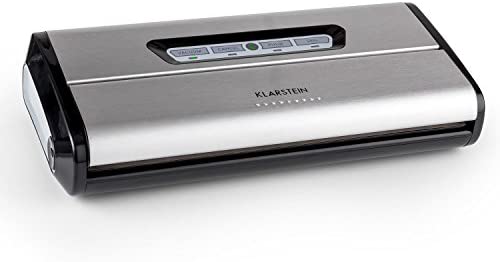 KLARSTEIN FoodLocker Machine à Vide - Machine à Vide, Thermo soudeuse, 16 l/MN, 3 mm Soudure, Commandes tactiles, Aspire, soude, Automatique et Manuel, 10 Sacs sous Vide, INOX brossé, Gris Fiche Technique et Prix au Maroc
