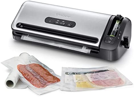FoodSaver Machine Sous Vide avec compartiment de rangement pour rouleau et cutter, fonction marinade, inclus sacs de mise sous vide assortis et adaptateur intégré [FFS017X ] Fiche Technique et Prix au Maroc