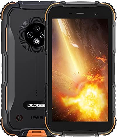 DOOGEE Telephone Portable Incassable, S35 Smartphone Incassable Débloqué 4G, 5 Pouces, 4350 mAh, 13MP+5MP Caméra, 3 Go+16 Go(SD 256Go), Android 10 GO, IP68 Antichoc Étanche/Dual SIM/GPS-Orange Fiche Technique et Prix au Maroc